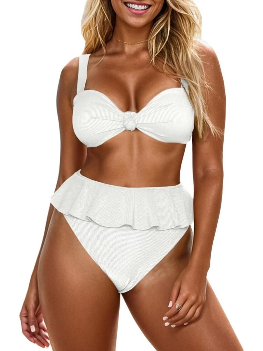 High Waisted Ruffle Bikini Set - Women's 2 Piece Swimsuit for Summer Fun